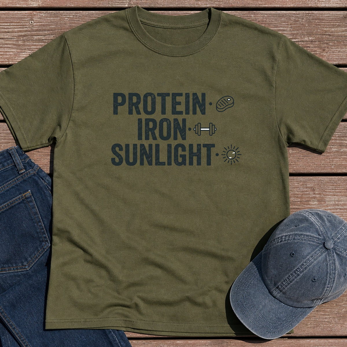 Protein Iron Sun T-Shirt - Military Green