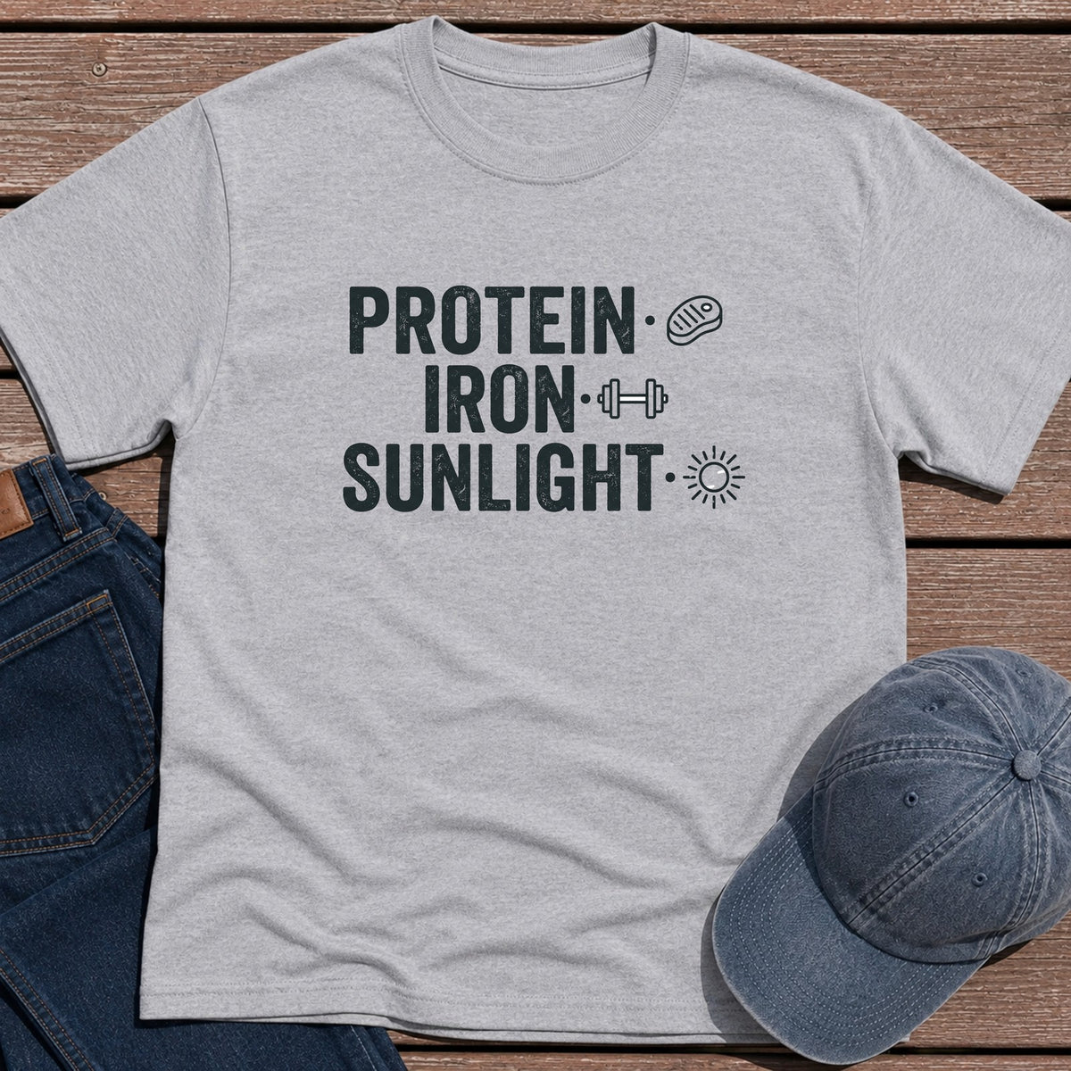 Protein Iron Sun T-Shirt - Sport Grey