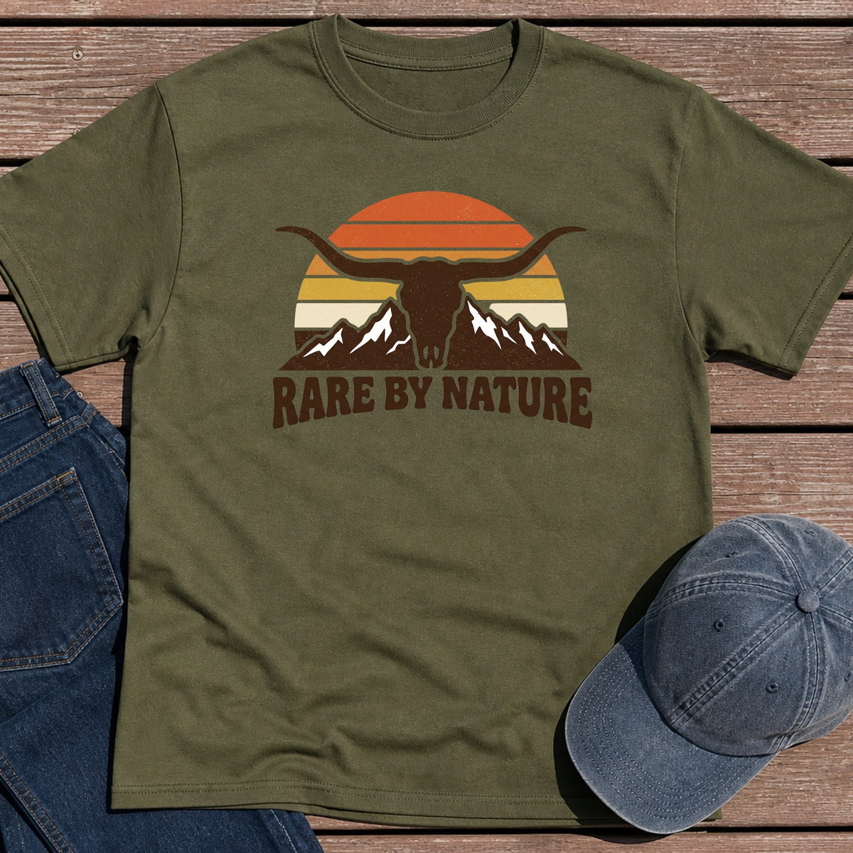 Rare by Nature T-Shirt - Military Green