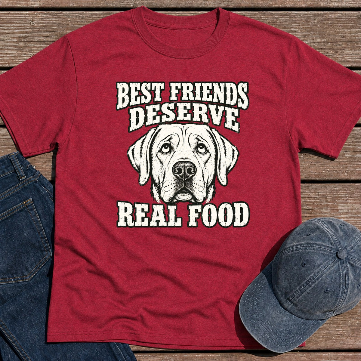 Real Food BF T-Shirt - Antique Cherry Red