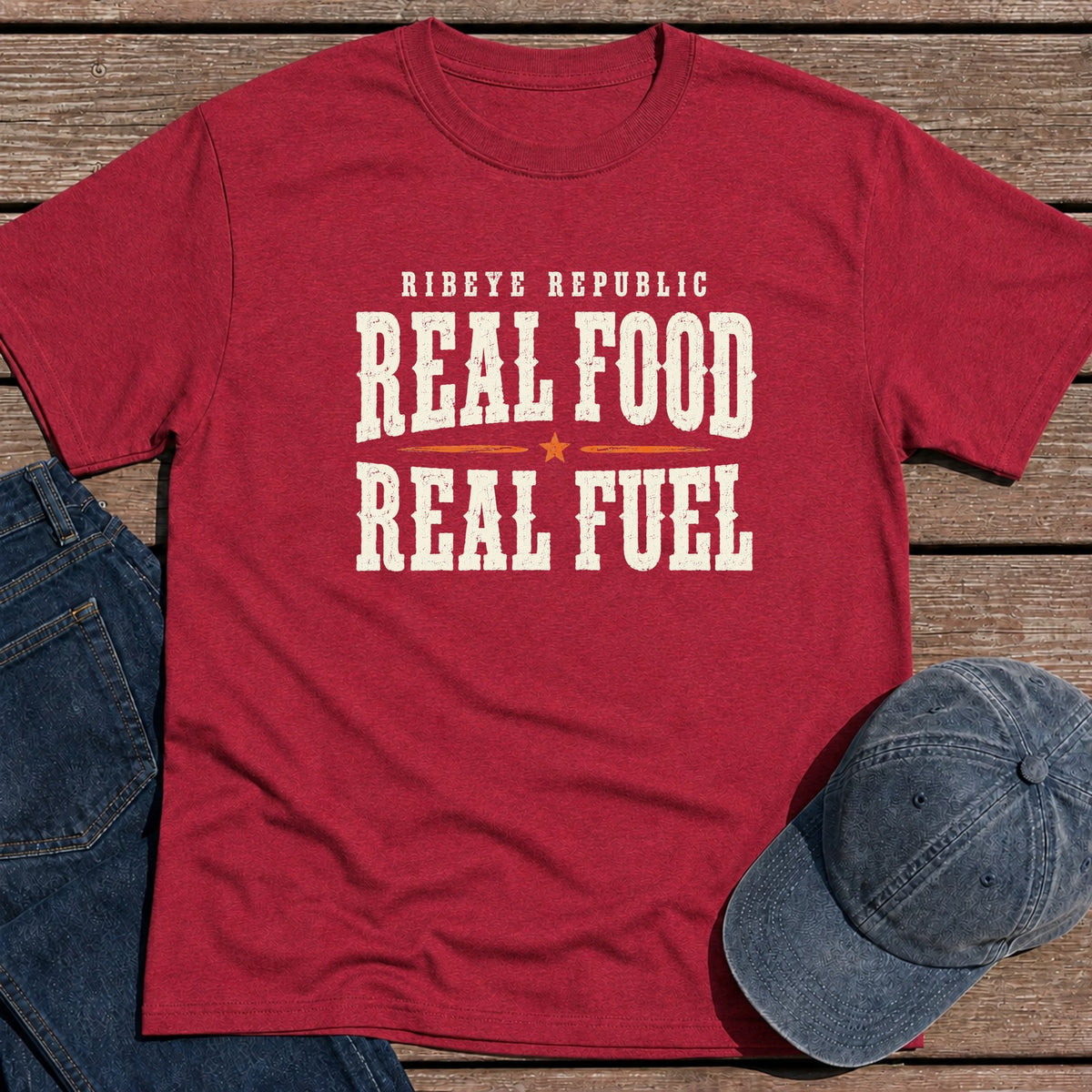 Real Fuel T-Shirt - Antique Cherry Red