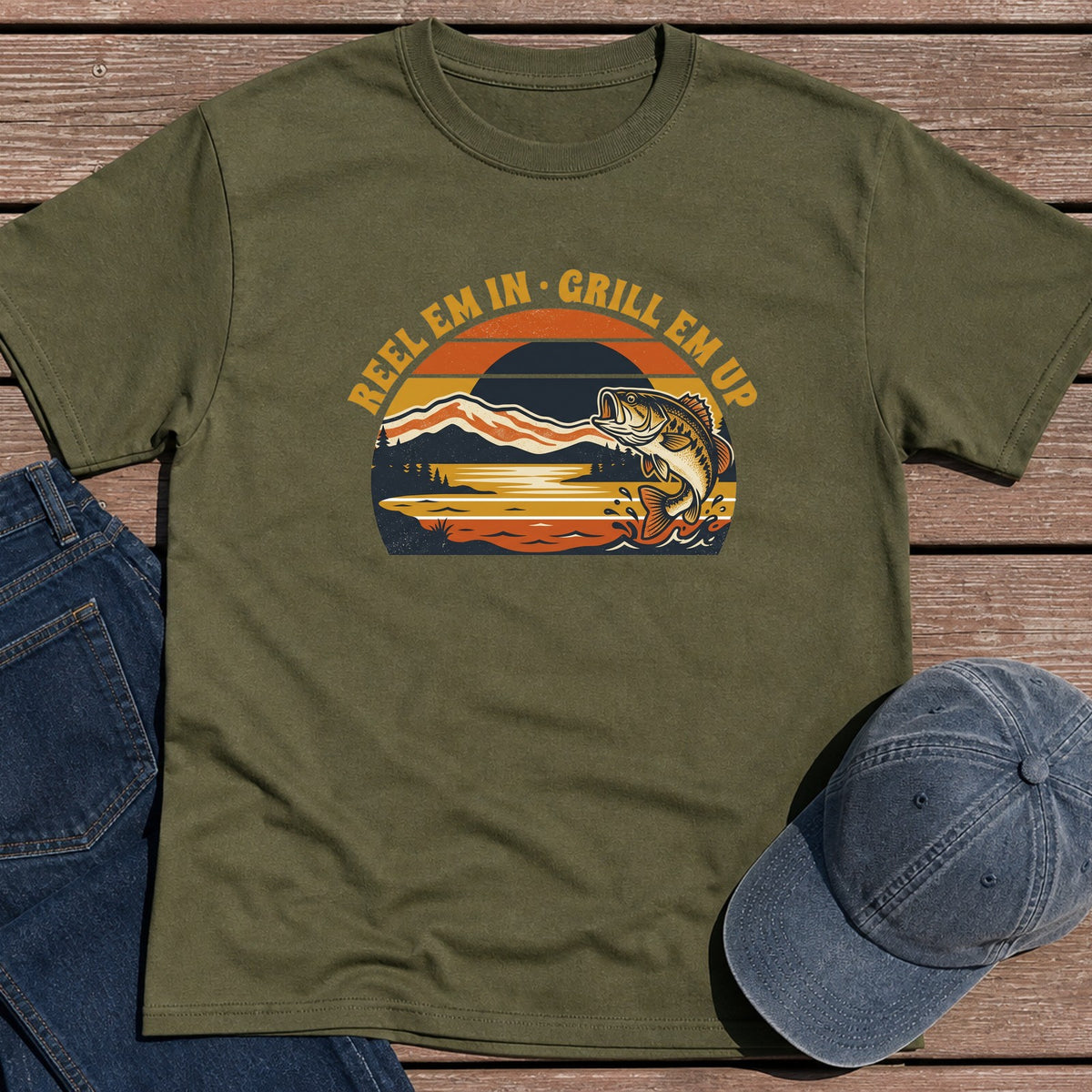 Reel & Grill T-Shirt - Military Green
