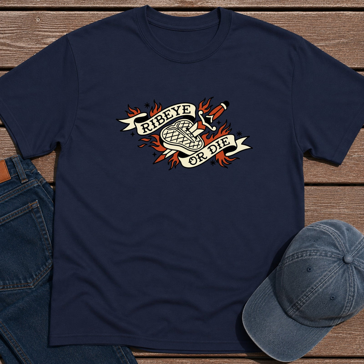 Ribeye or Die T-Shirt - Navy