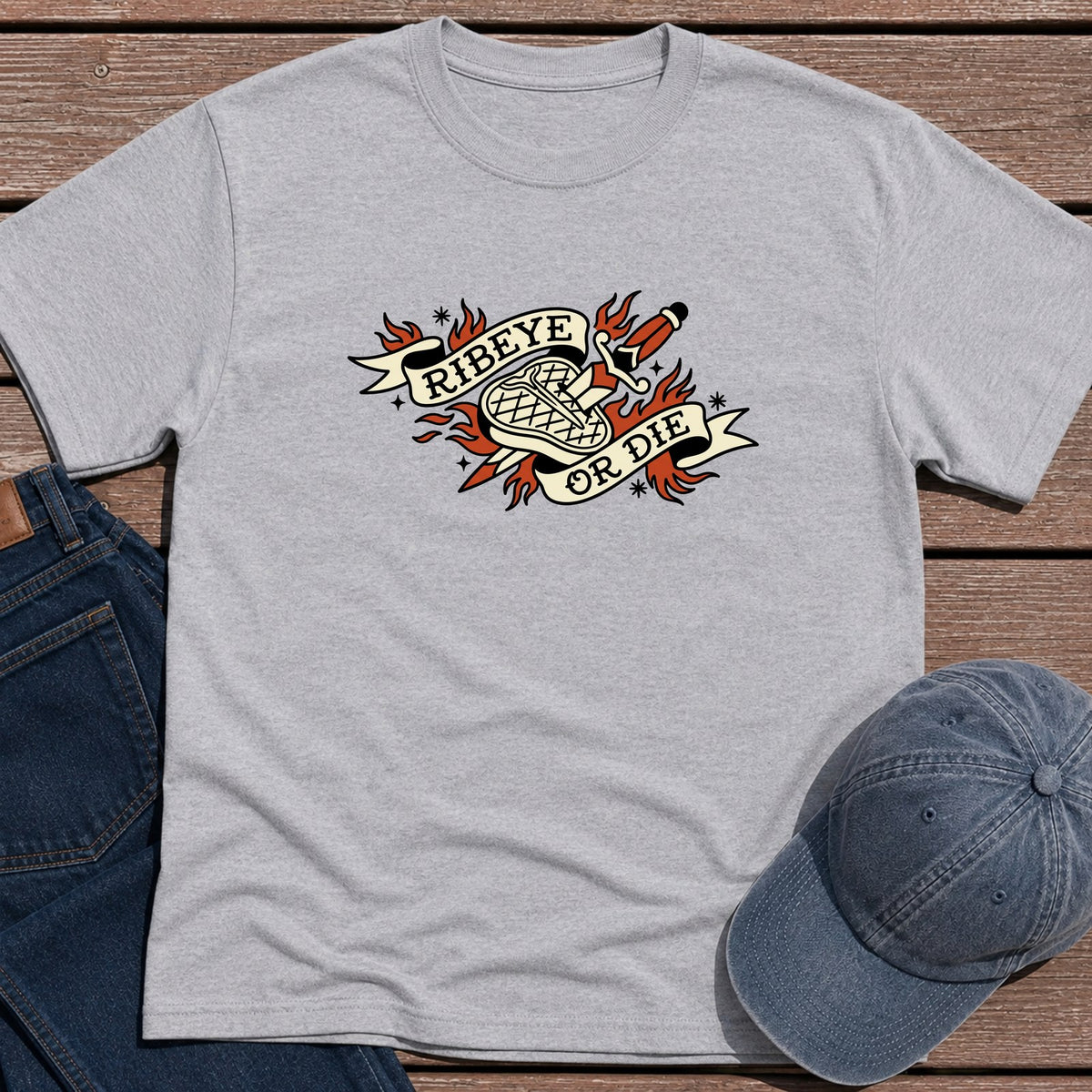 Ribeye or Die T-Shirt - Sport Grey