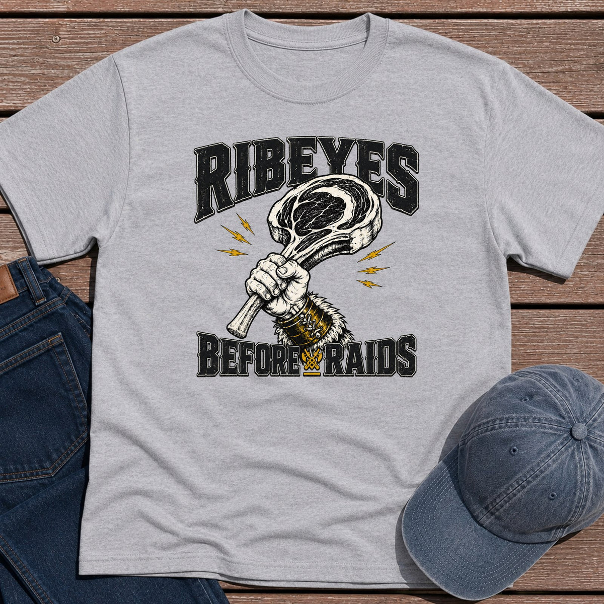 Ribeyes & Raids T-Shirt - Sport Grey