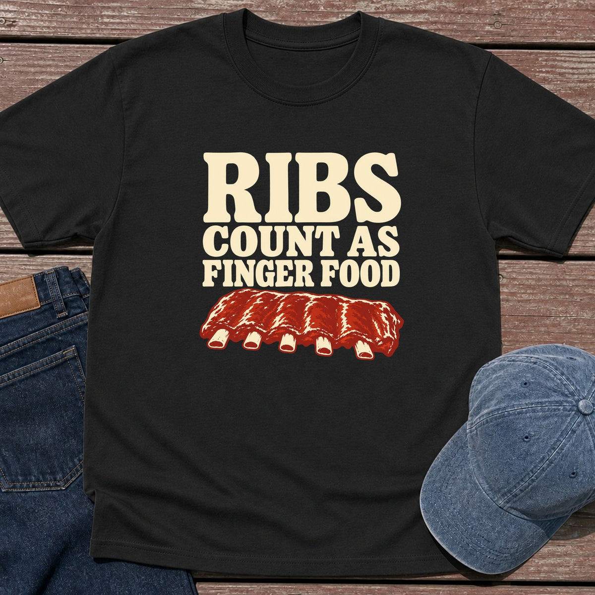 Ribs Finger Food T-Shirt - Black