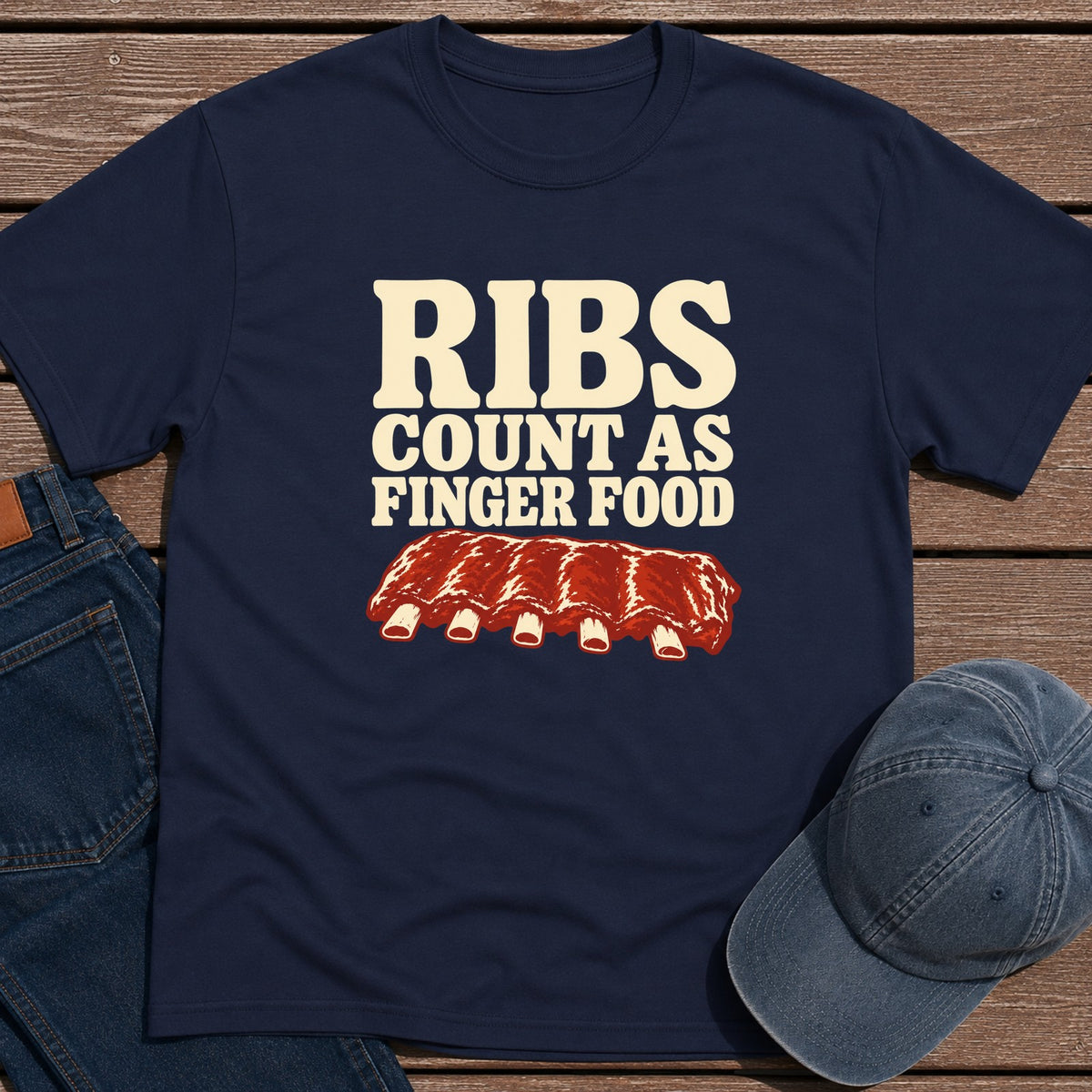 Ribs Finger Food T-Shirt - Navy