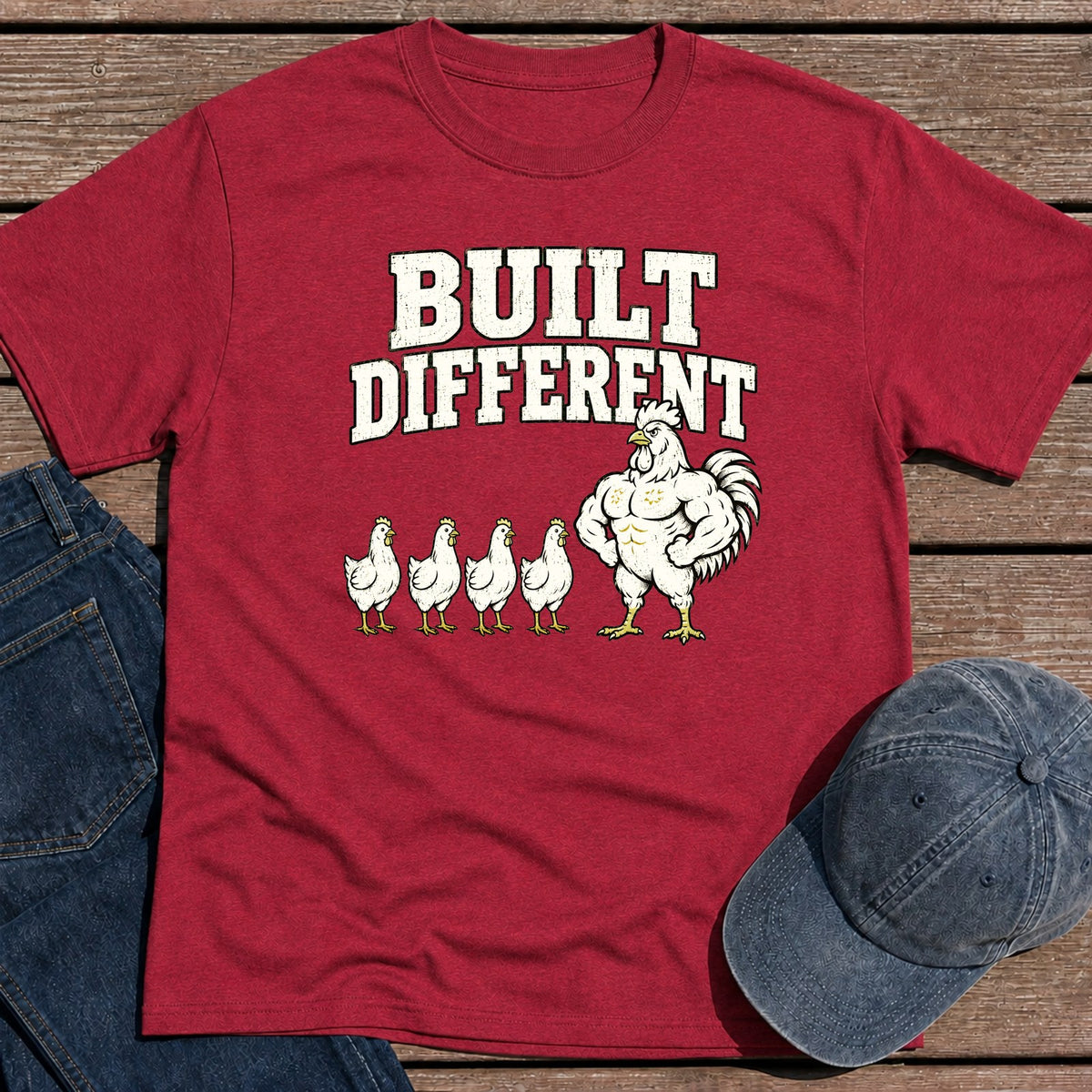 Rooster Built T-Shirt - Antique Cherry Red