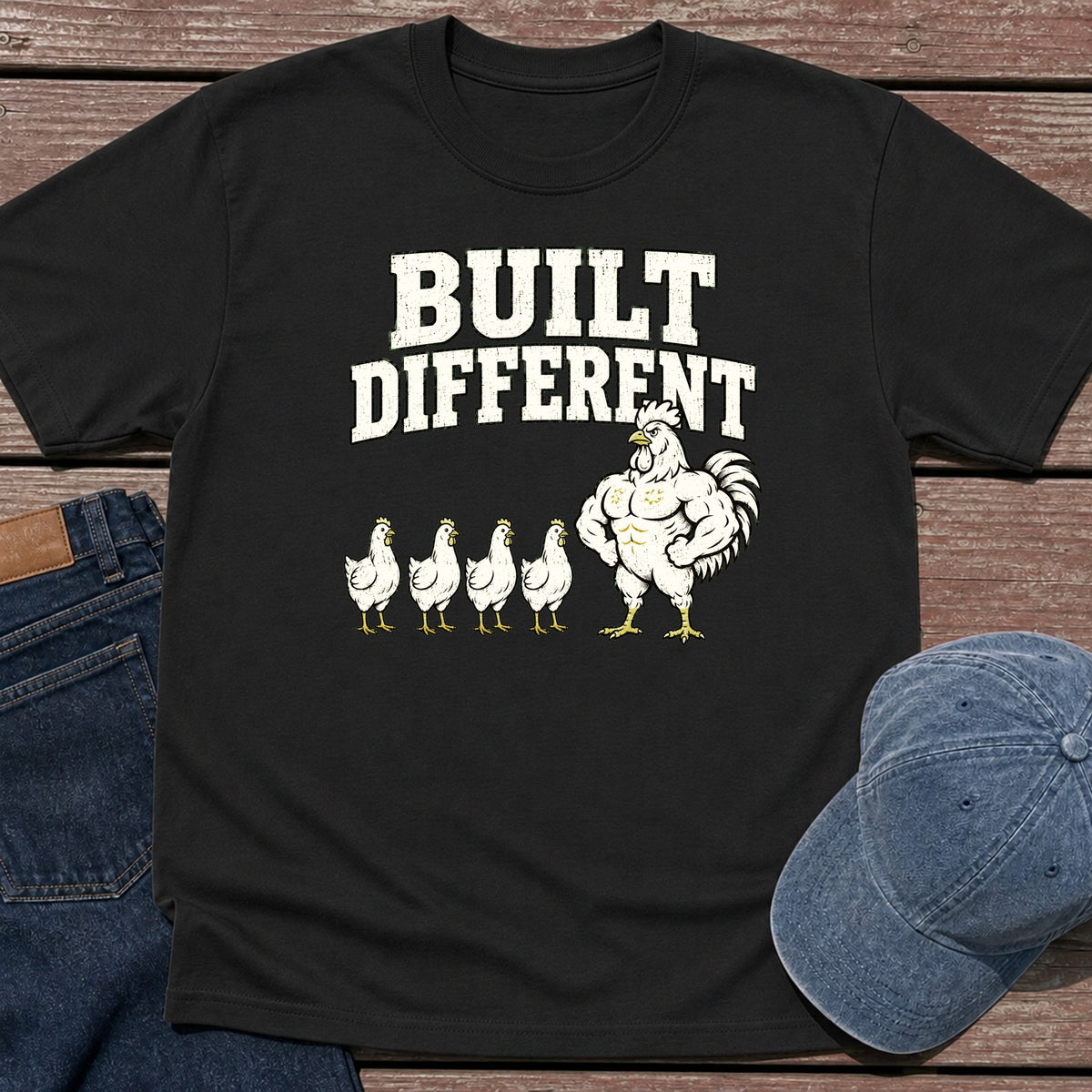 Rooster Built T-Shirt - Black