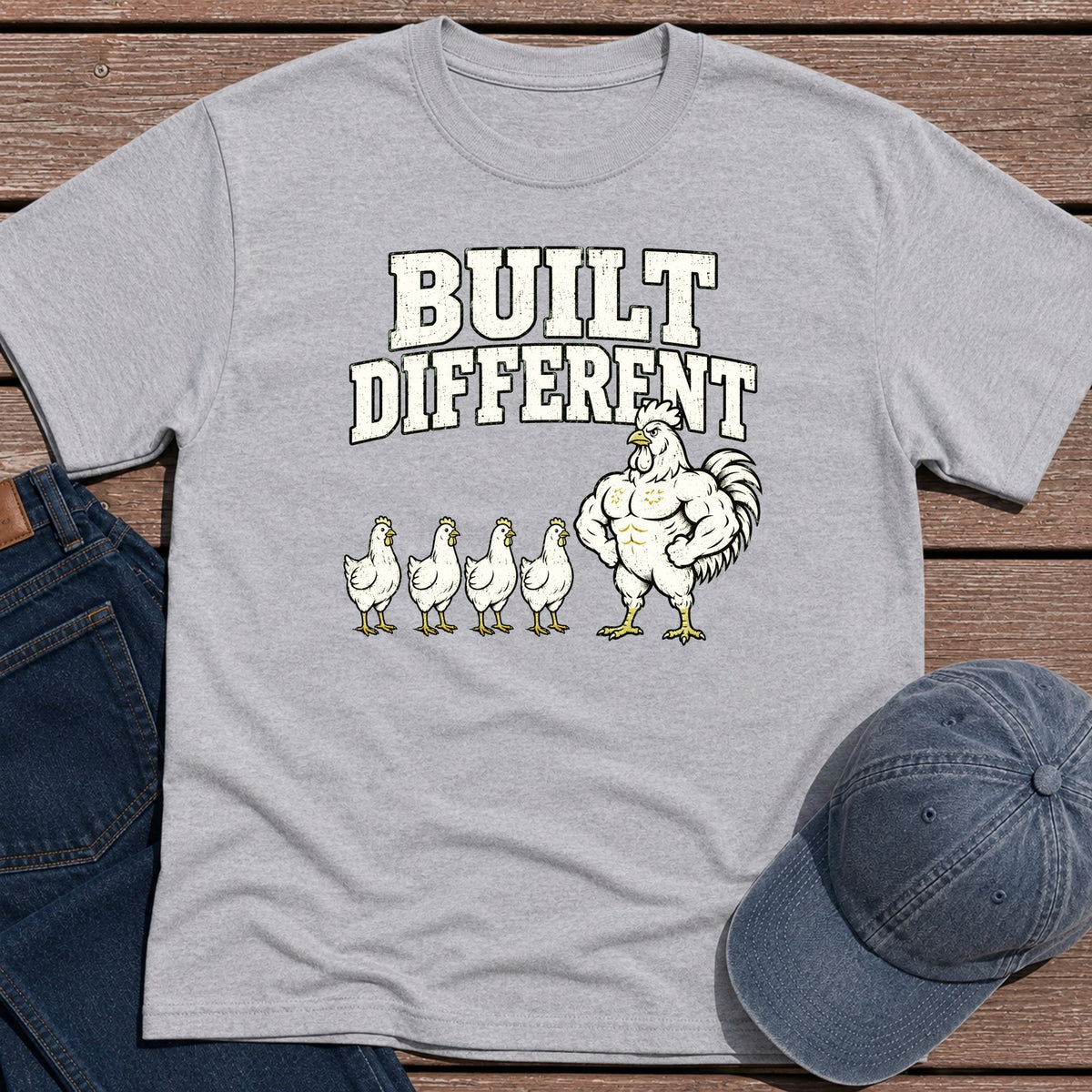 Rooster Built T-Shirt - Sport Grey