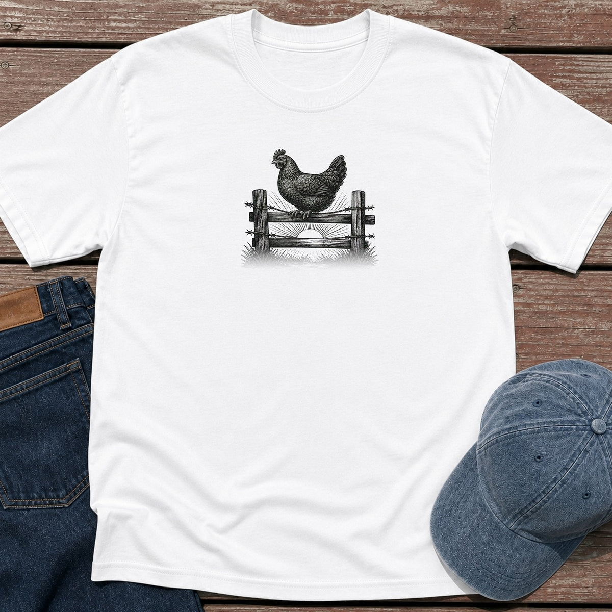 Rooster Fence T-Shirt - White
