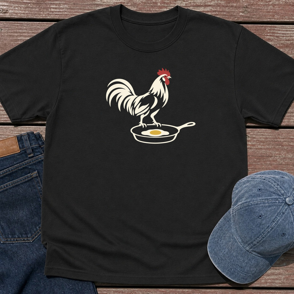 Rooster Skillet T-Shirt - Black