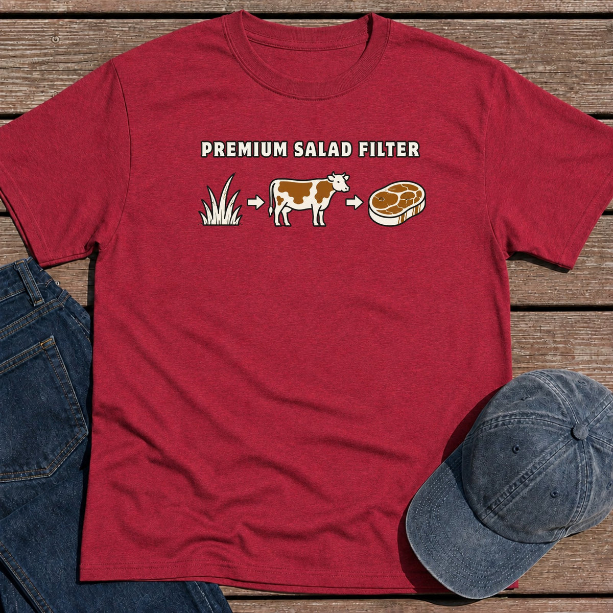 Salad Filter T-Shirt - Antique Cherry Red