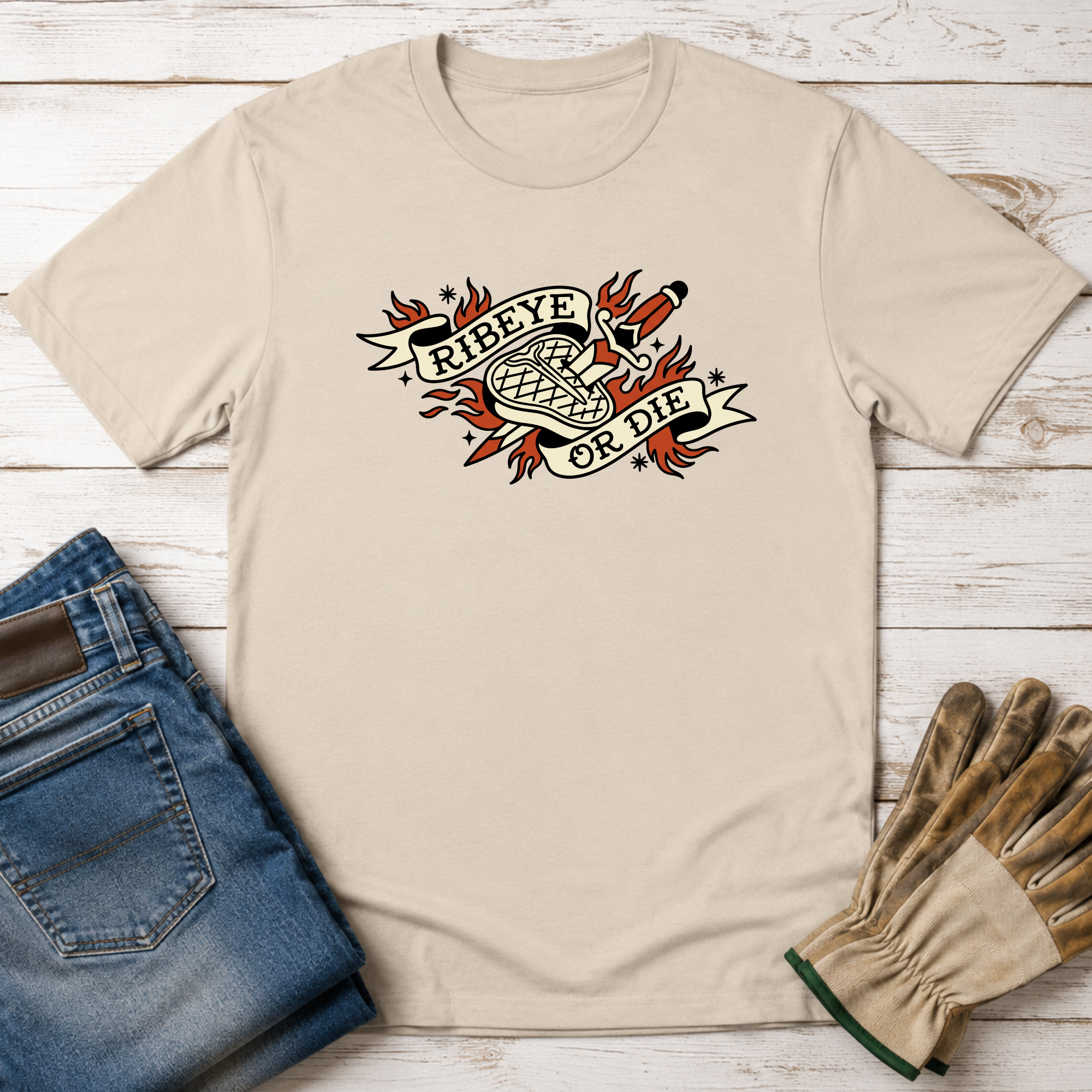 Ribeye or Die Tattoo T-Shirt
