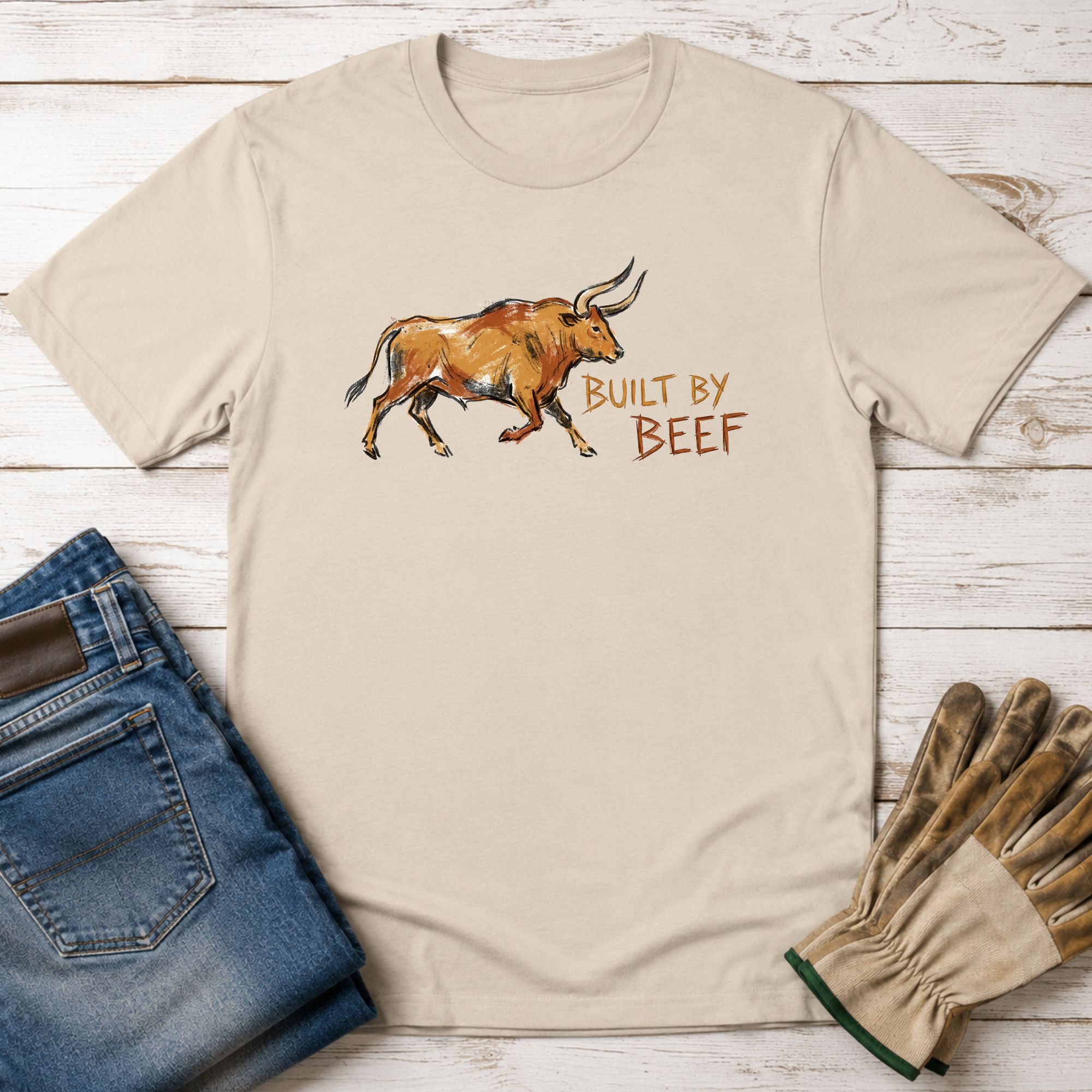 Built by Beef Cave Painting T-Shirt