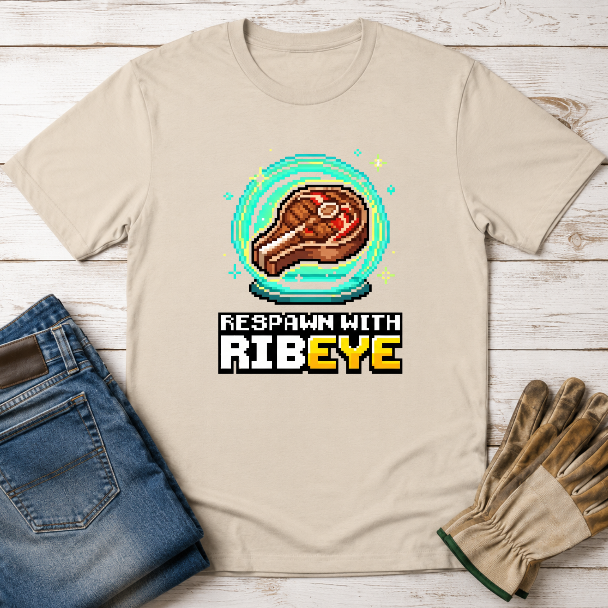 Gamer Respawn with Ribeye T-Shirt