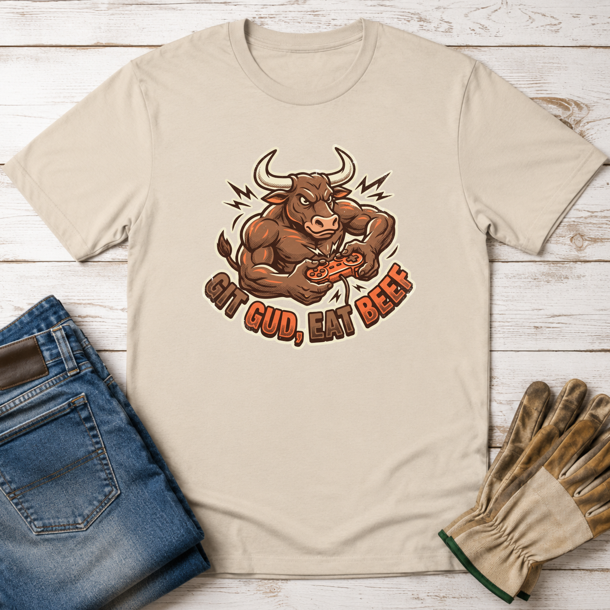Git Gud Eat Beef Gamer T-Shirt
