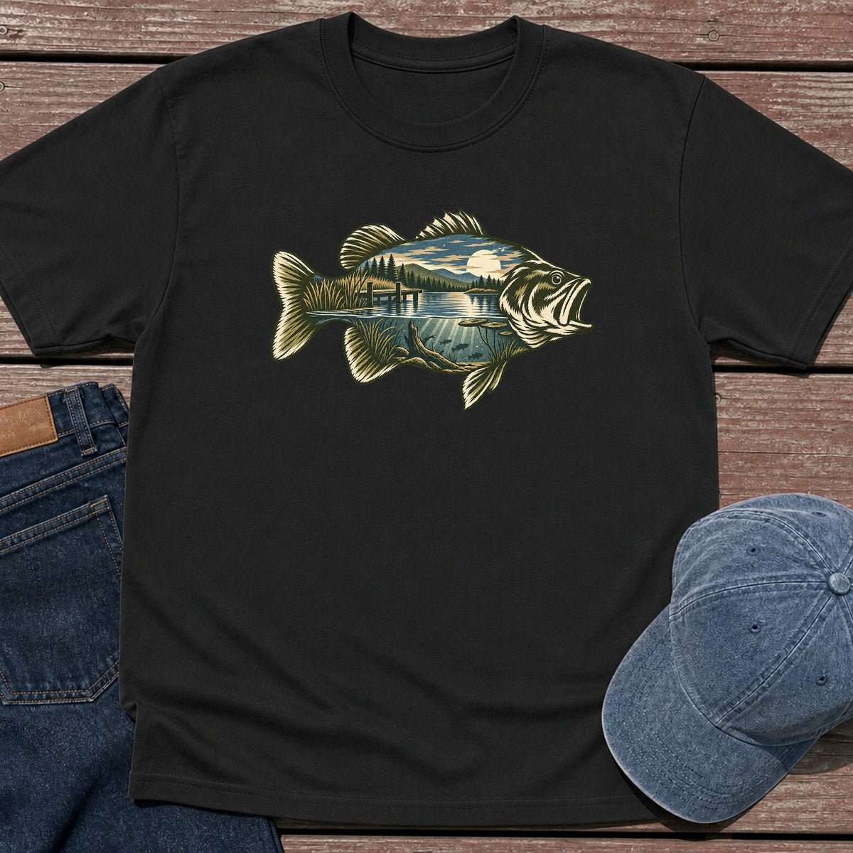 Scenic Bass T-Shirt - Black
