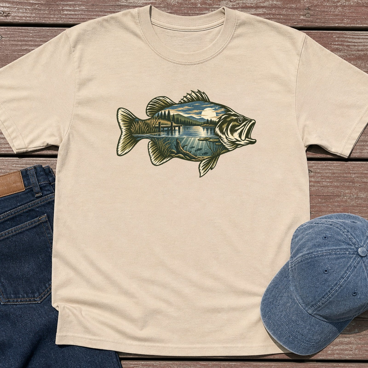 Scenic Bass T-Shirt - Sand