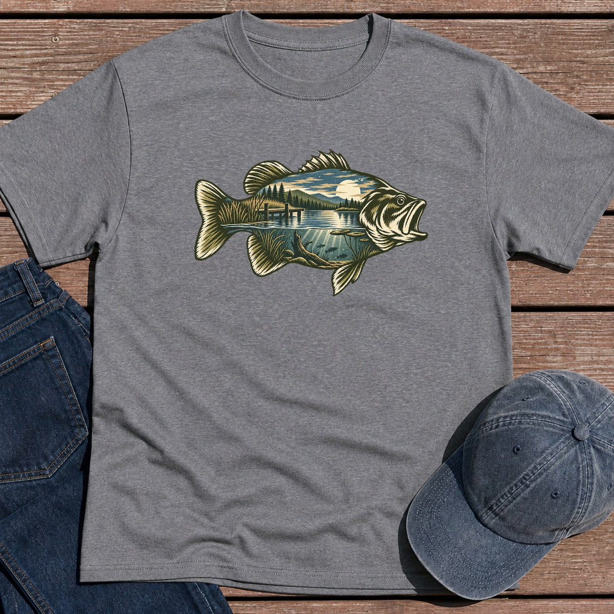 Scenic Bass T-Shirt - Tweed