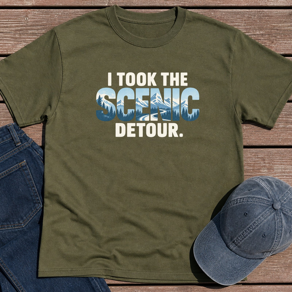 Scenic Detour T-Shirt - Military Green