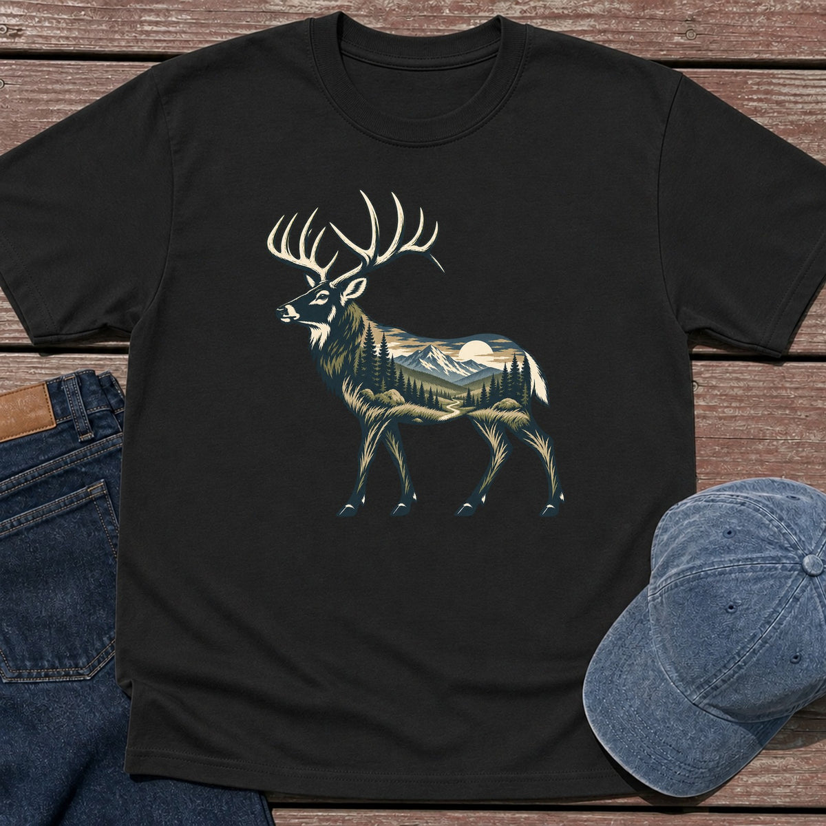 Scenic Elk T-Shirt - Black