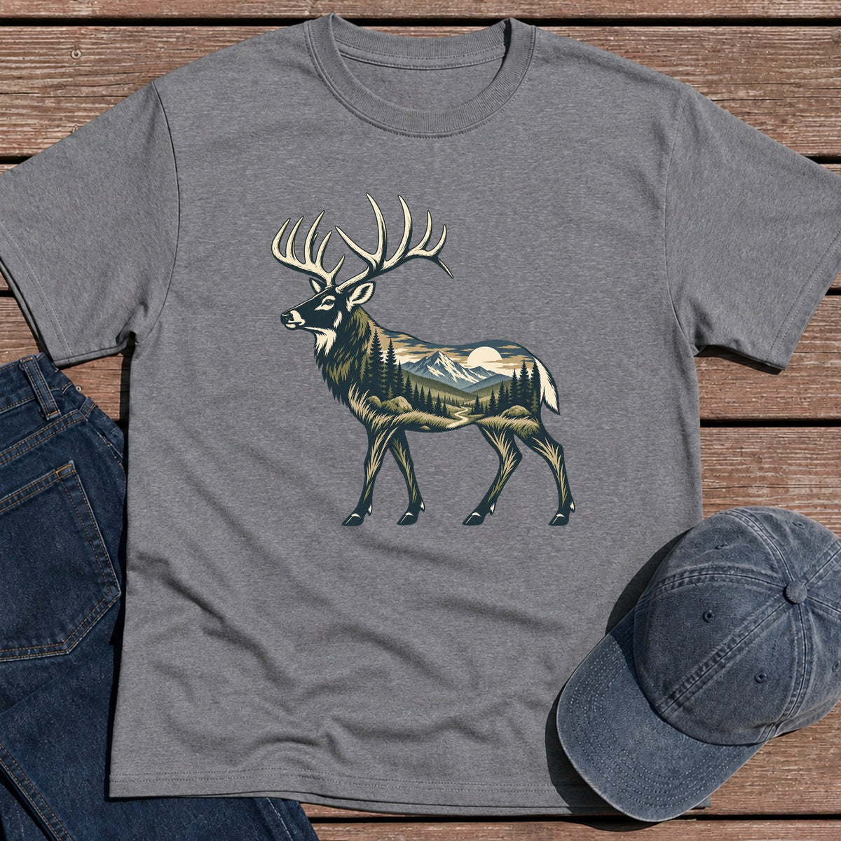 Scenic Elk T-Shirt - Tweed