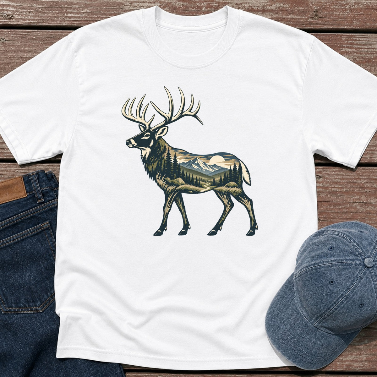 Scenic Elk T-Shirt - White