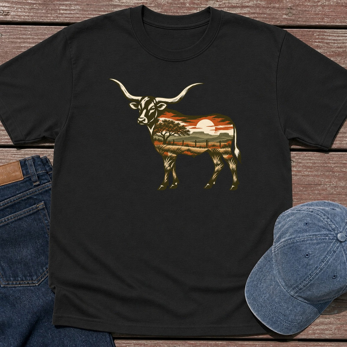 Scenic Longhorn T-Shirt - Black