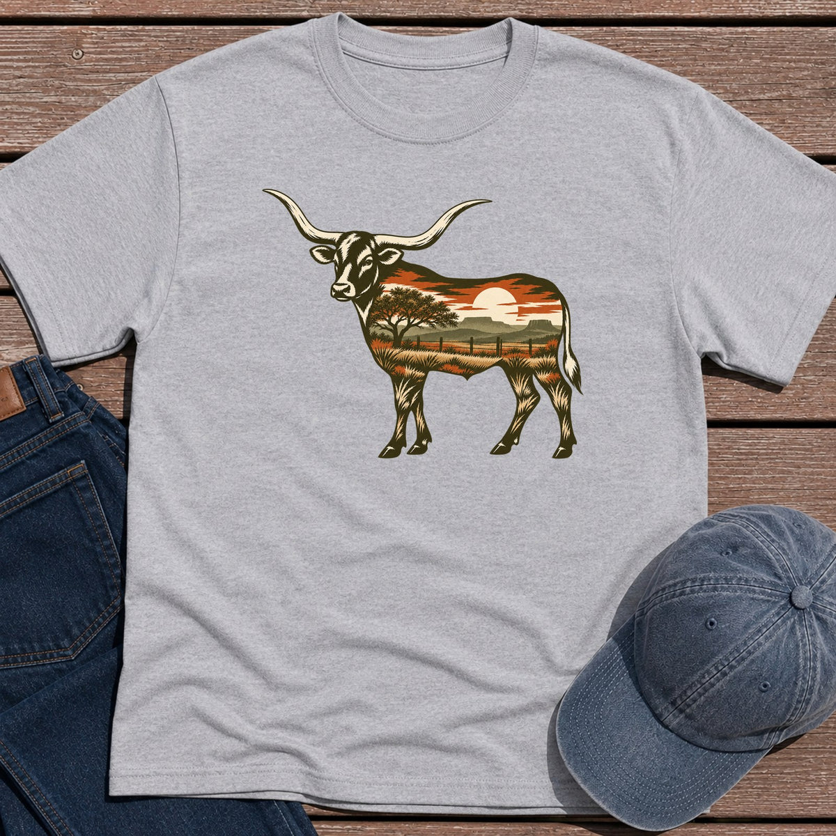 Scenic Longhorn T-Shirt - Sport Grey