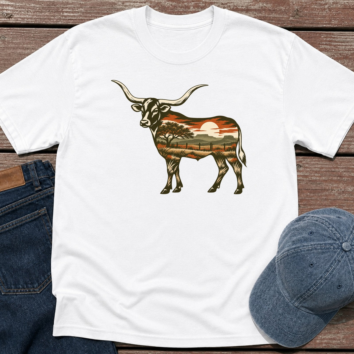 Scenic Longhorn T-Shirt - White