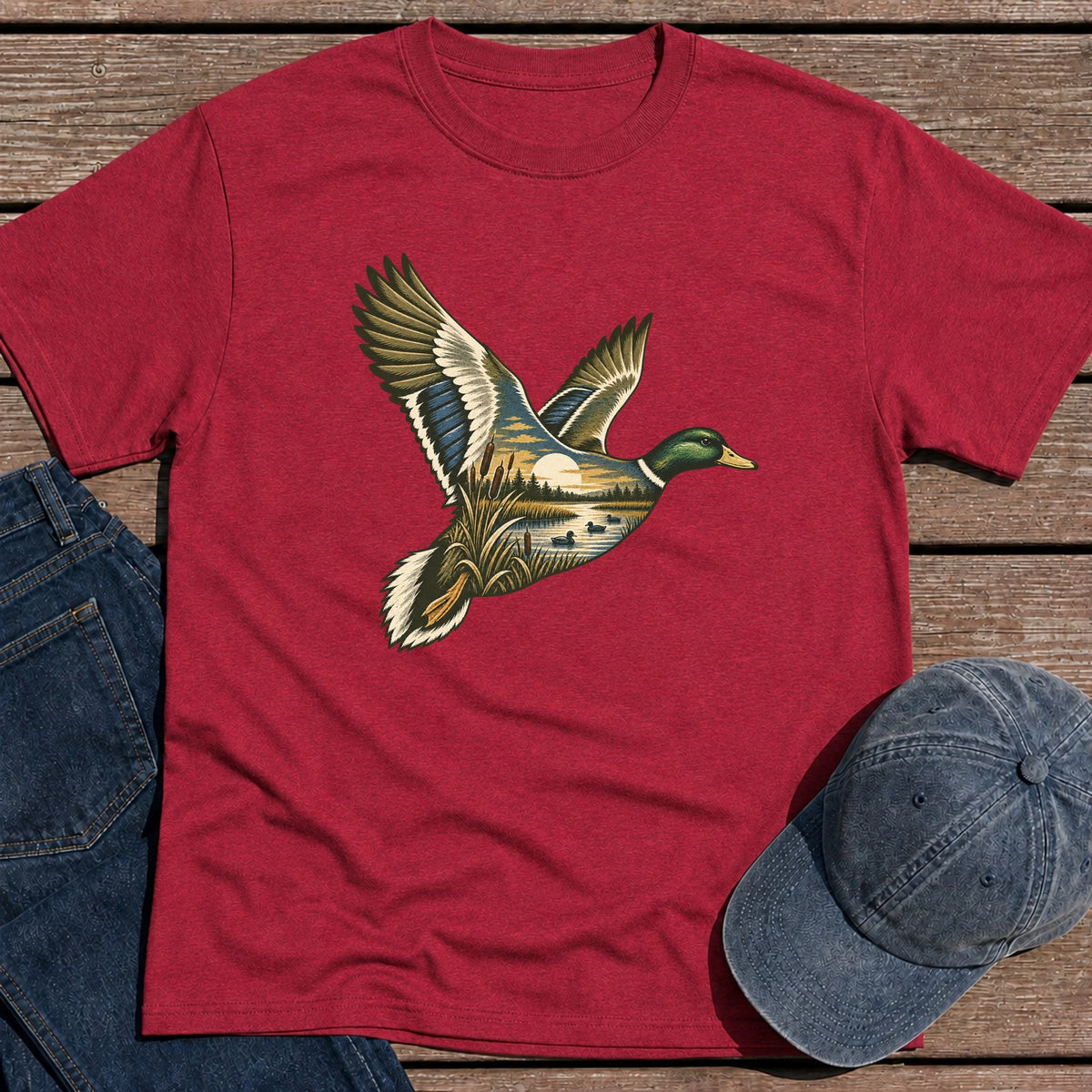 Scenic Mallard T-Shirt - Antique Cherry Red