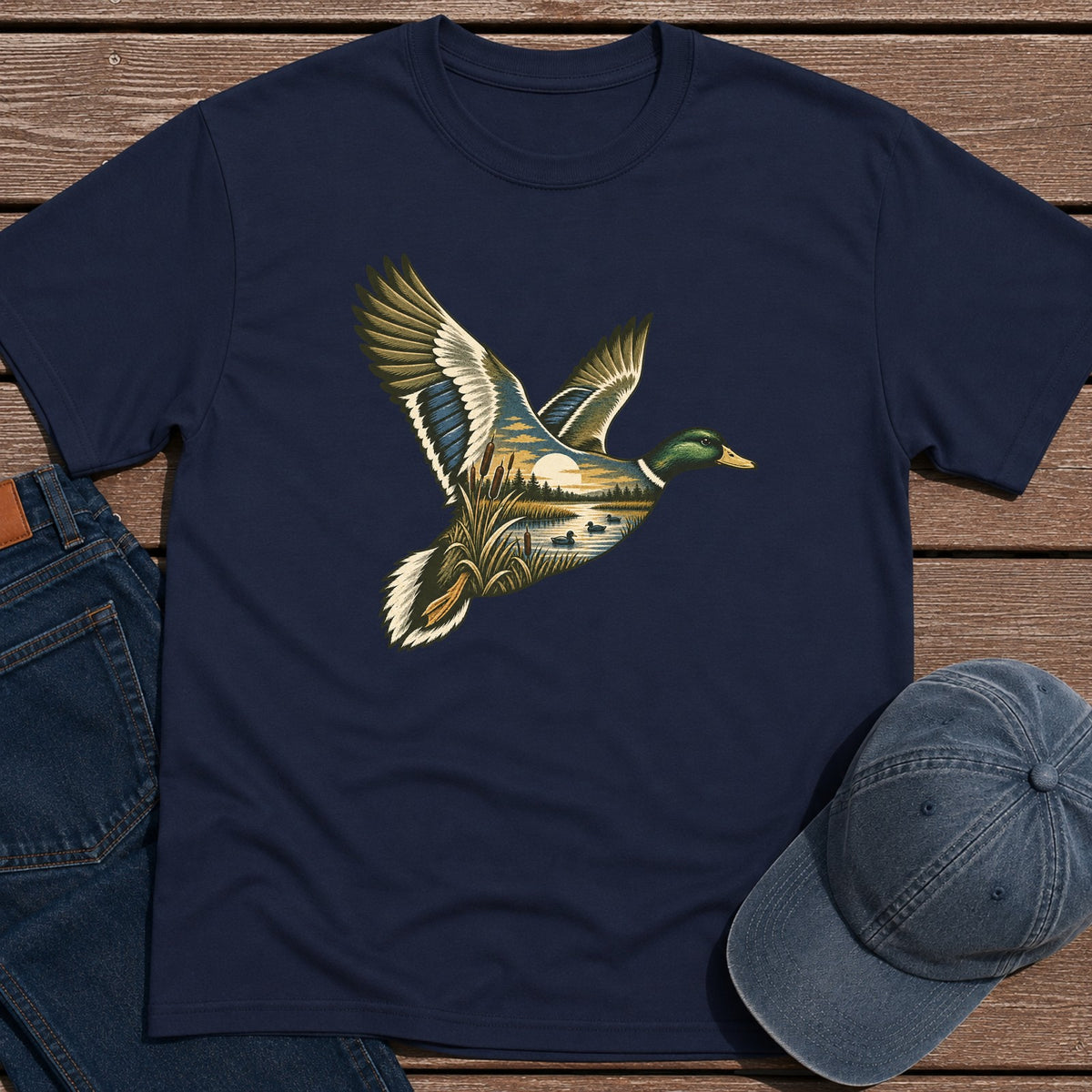 Scenic Mallard T-Shirt - Navy