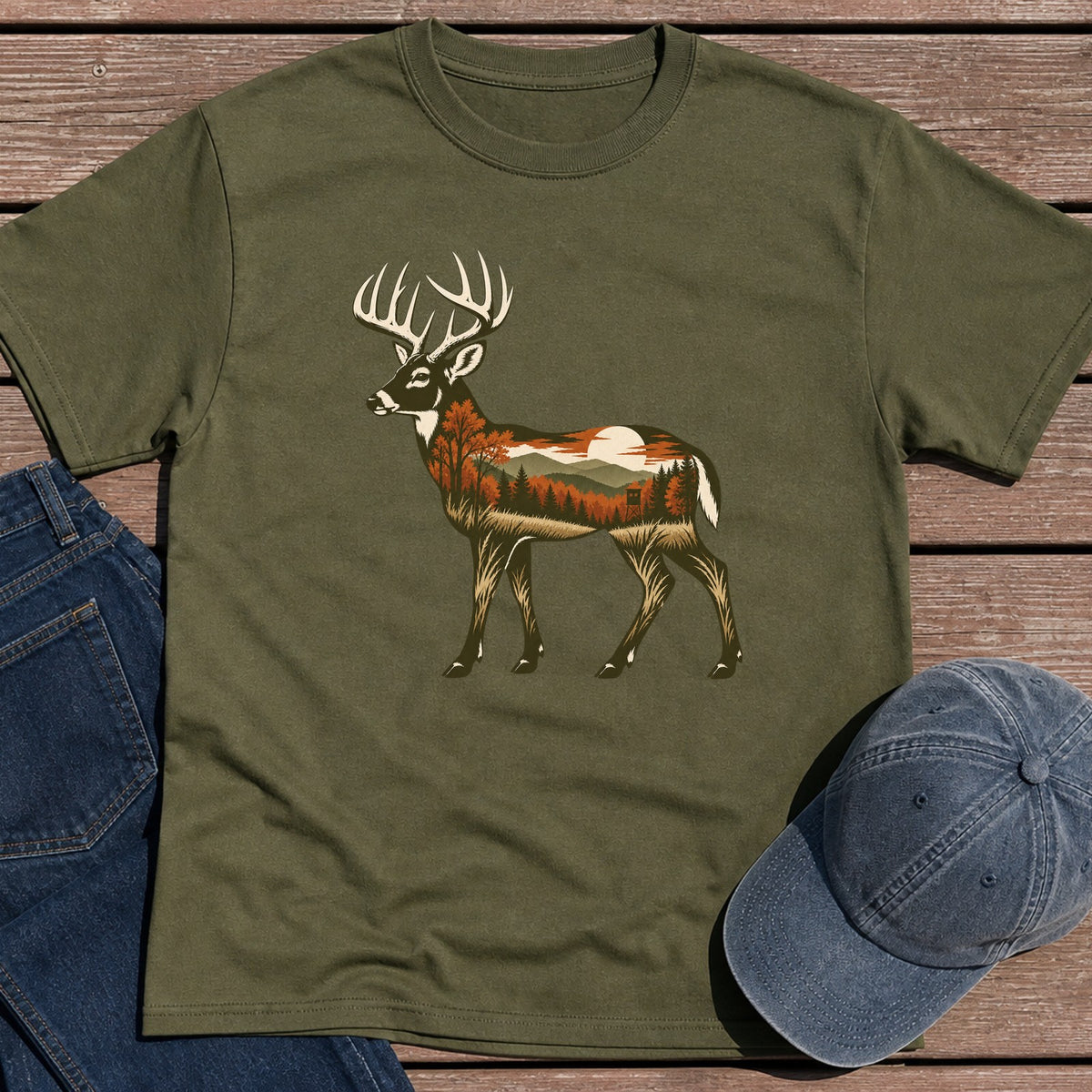 Scenic Whitetail T-Shirt - Military Green