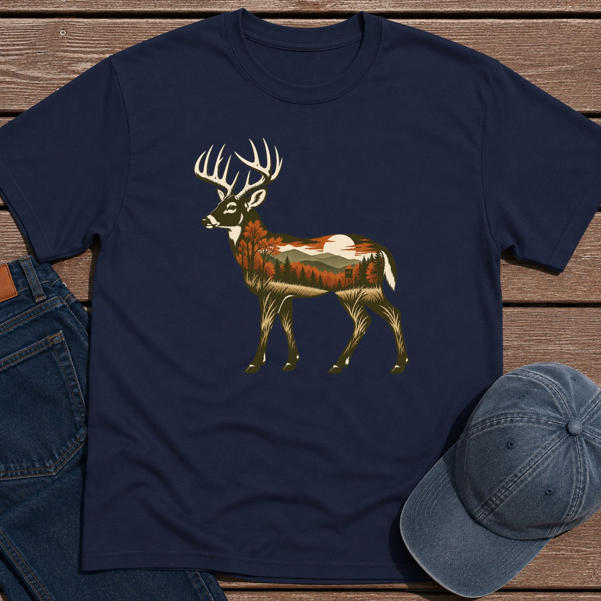Scenic Whitetail T-Shirt - Navy