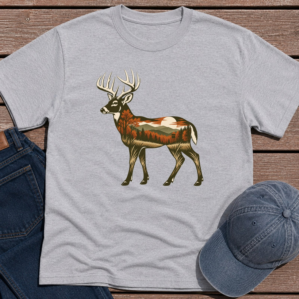 Scenic Whitetail T-Shirt - Sport Grey
