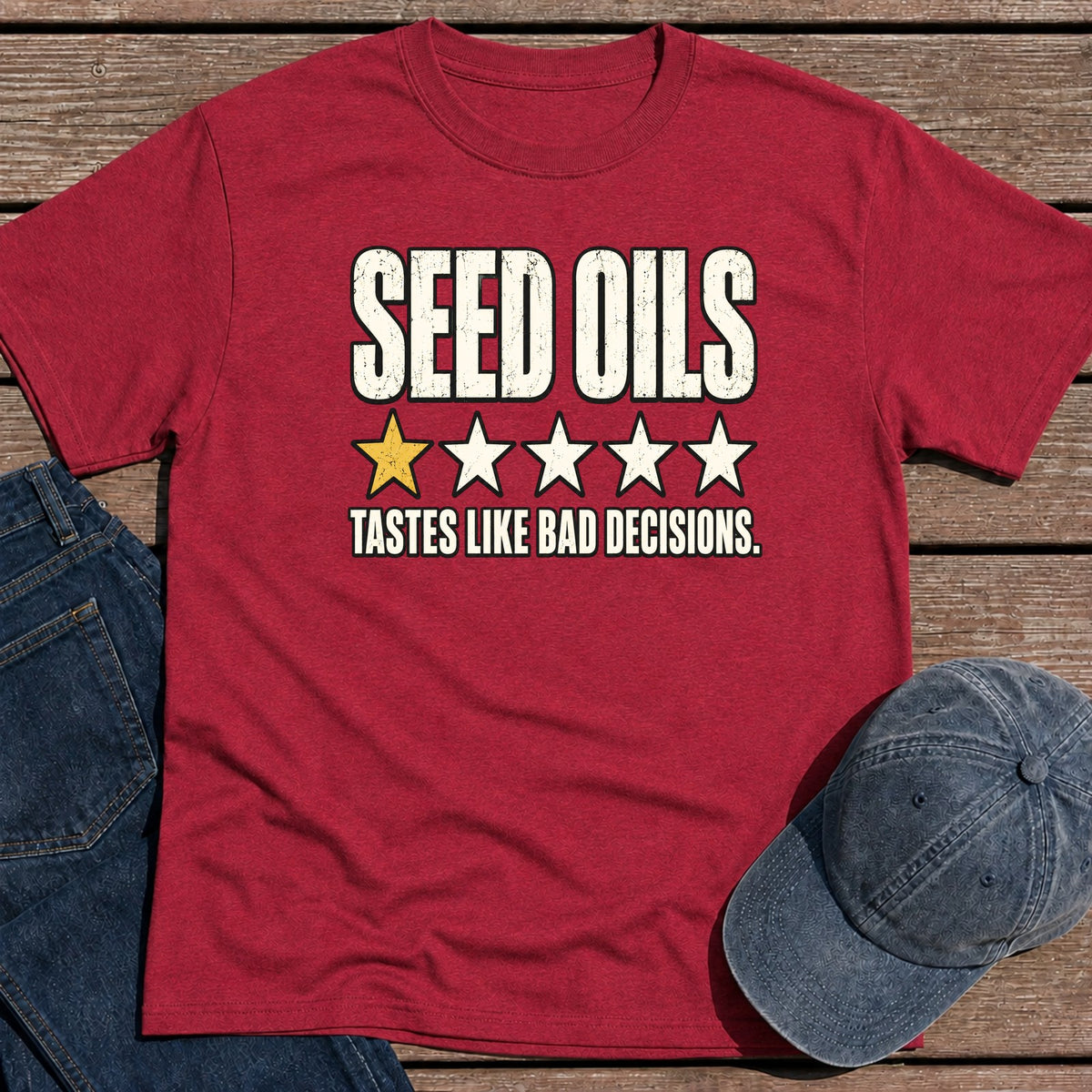 Seed Oils T-Shirt - Antique Cherry Red