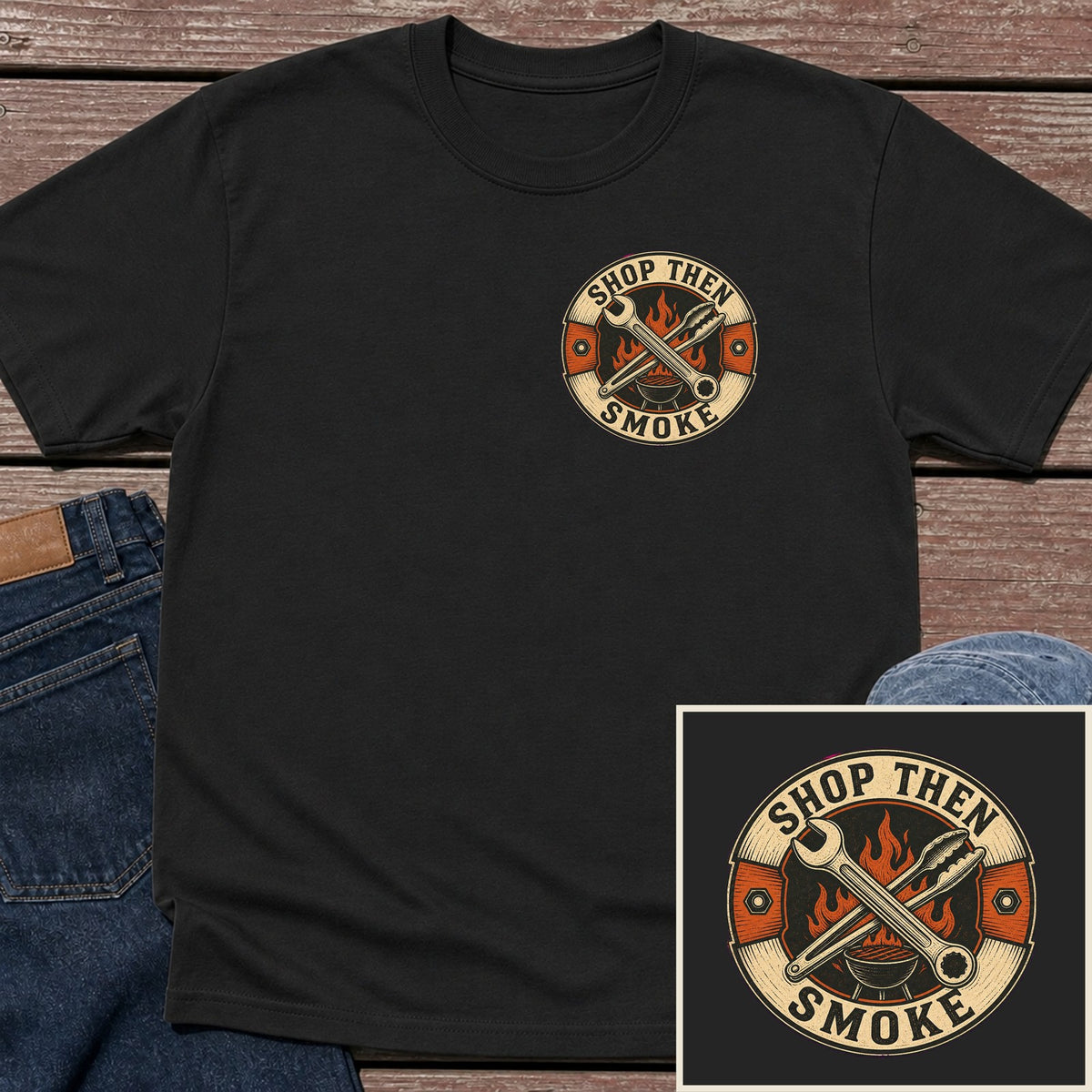 Shop Then Smoke T-Shirt - Black