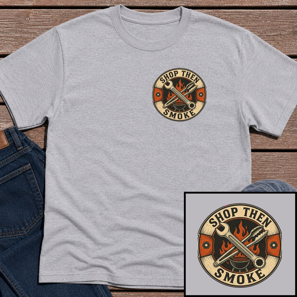 Shop Then Smoke T-Shirt - Sport Grey