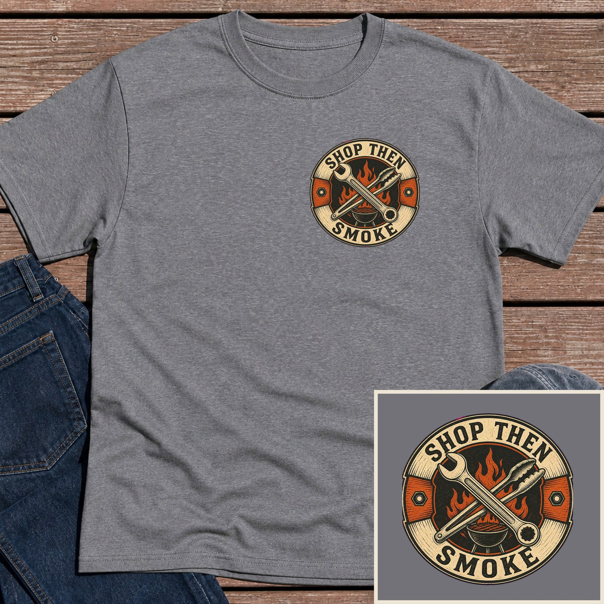 Shop Then Smoke T-Shirt - Tweed