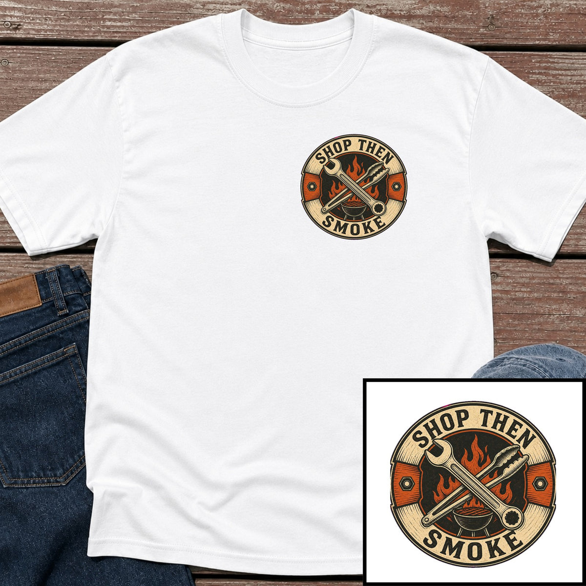 Shop Then Smoke T-Shirt - White