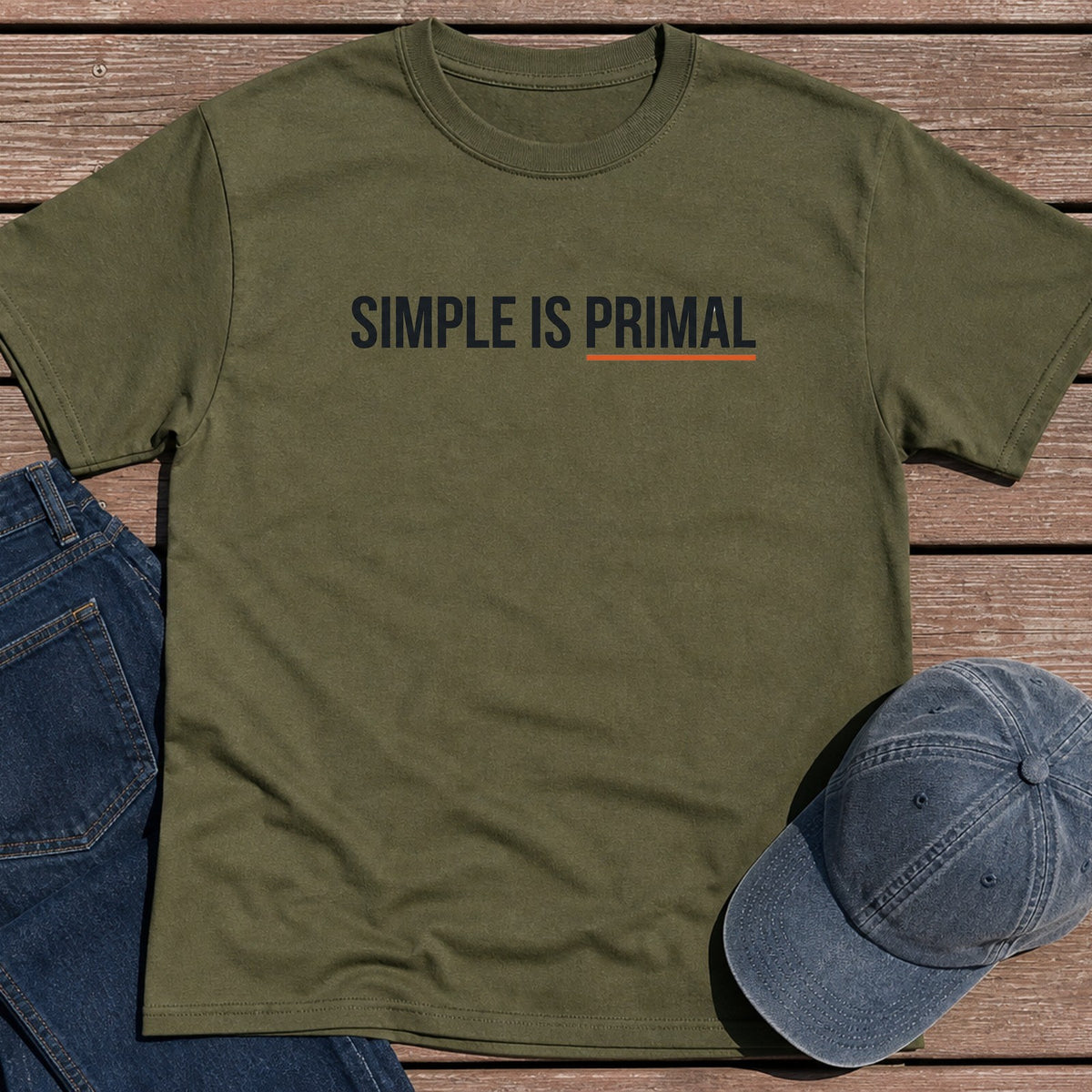 Simple is Primal T-Shirt - Military Green