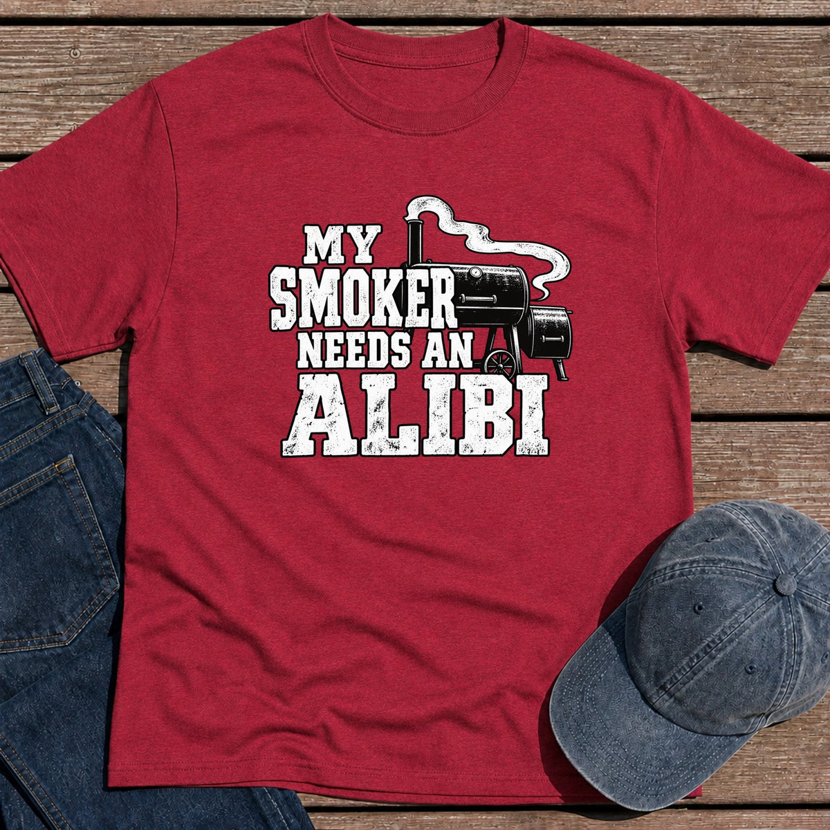 Smoker Alibi T-Shirt - Antique Cherry Red