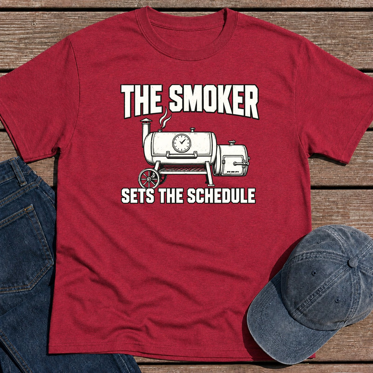 Smoker Schedule T-Shirt - Antique Cherry Red