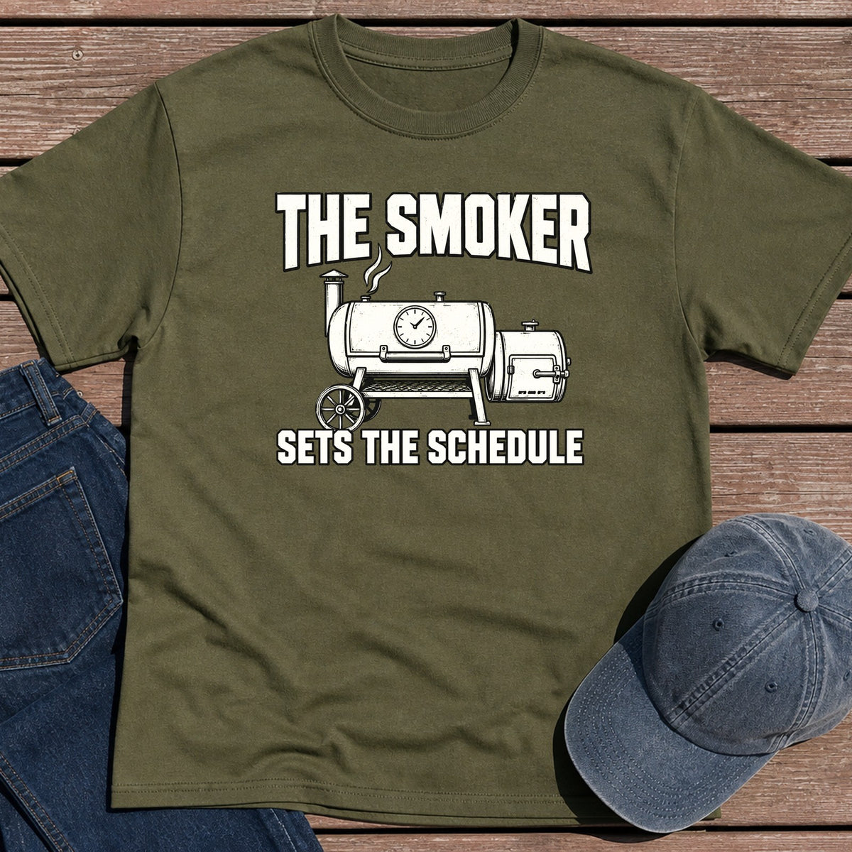 Smoker Schedule T-Shirt - Military Green