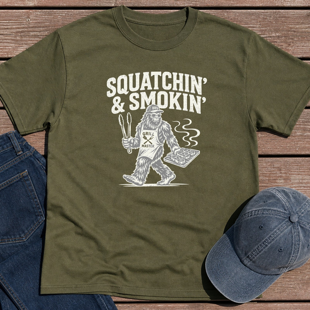 Squatchin' T-Shirt - Military Green