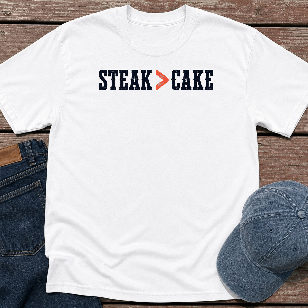 Steak > Cake T-Shirt - White
