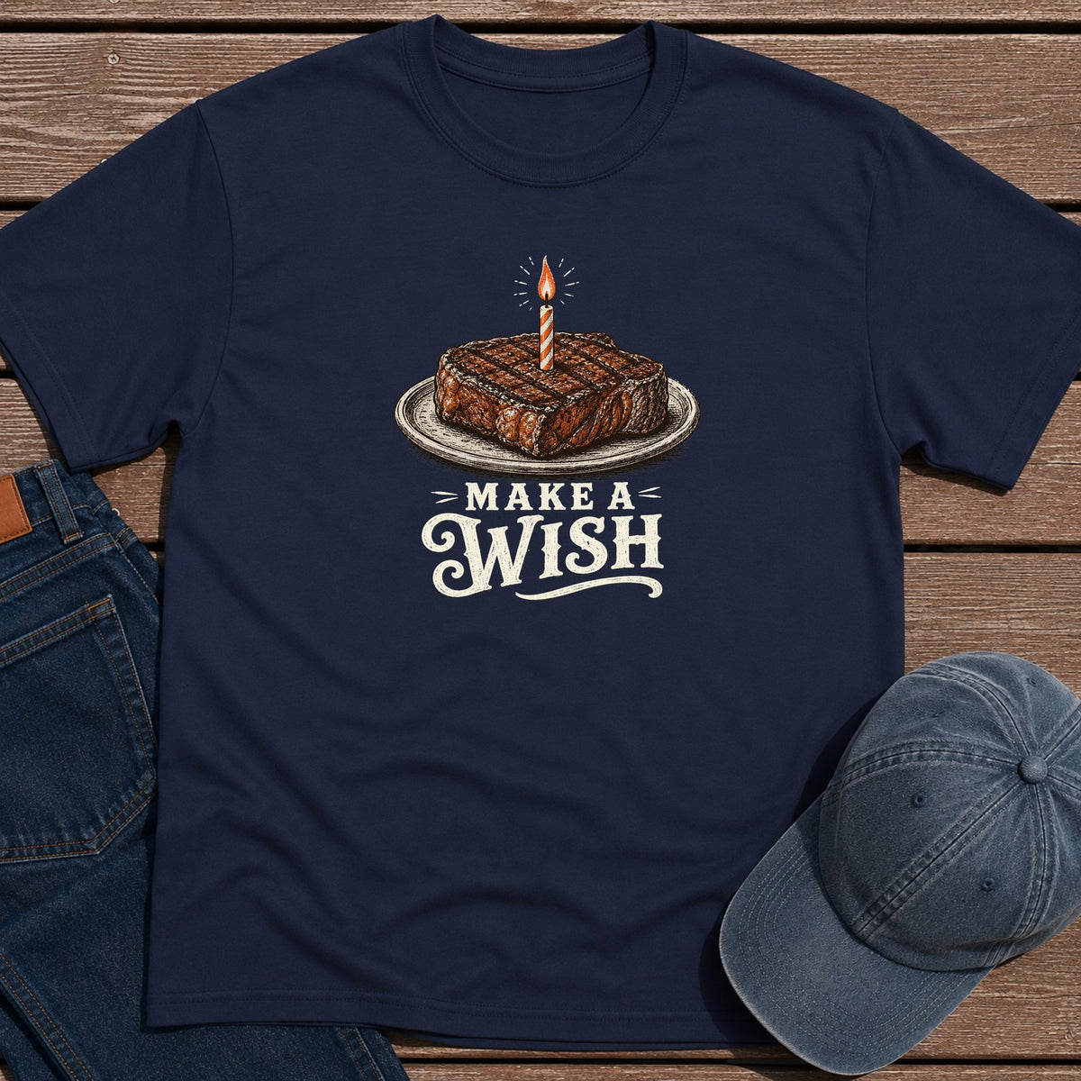 Steak Birthday T-Shirt - Navy