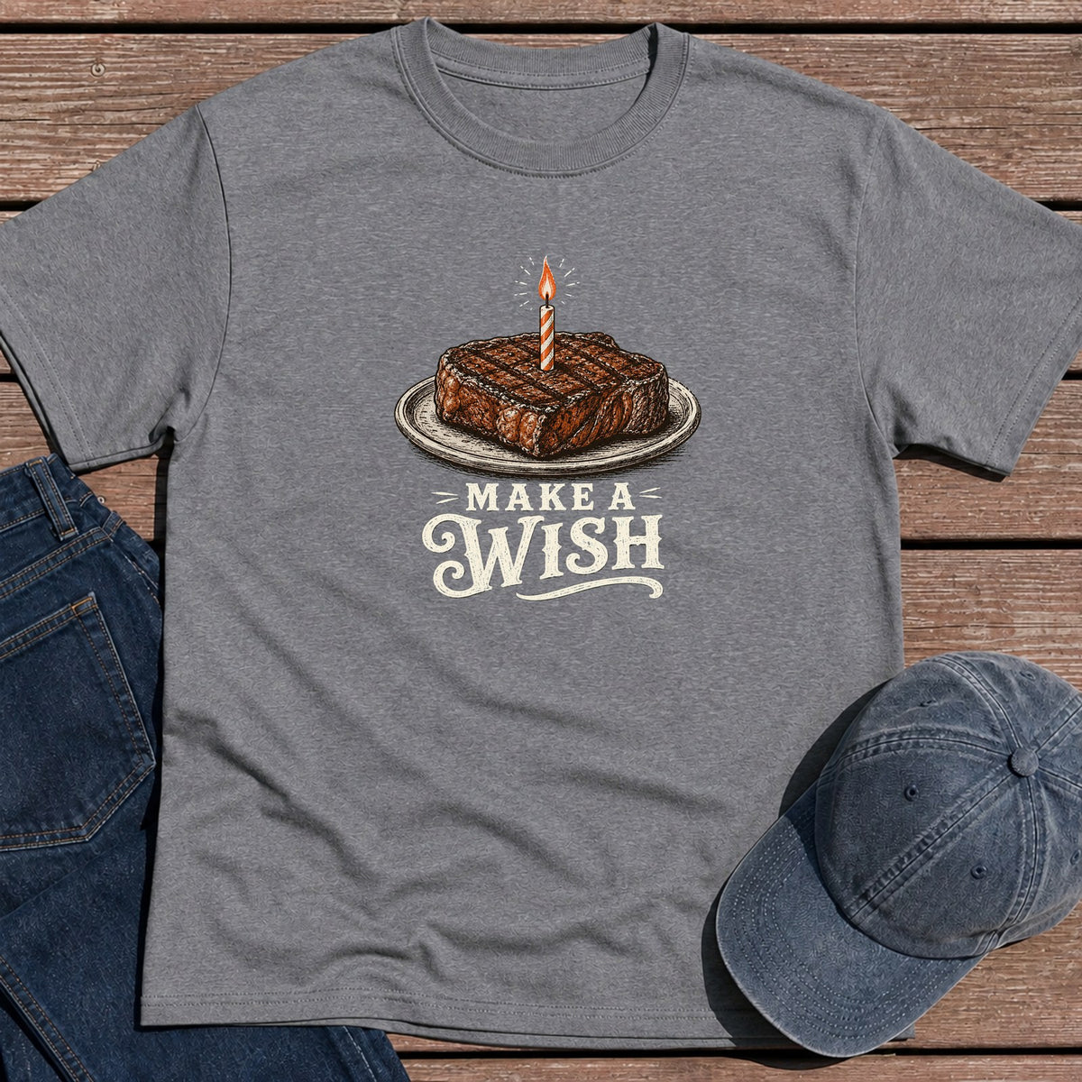 Steak Birthday T-Shirt - Tweed