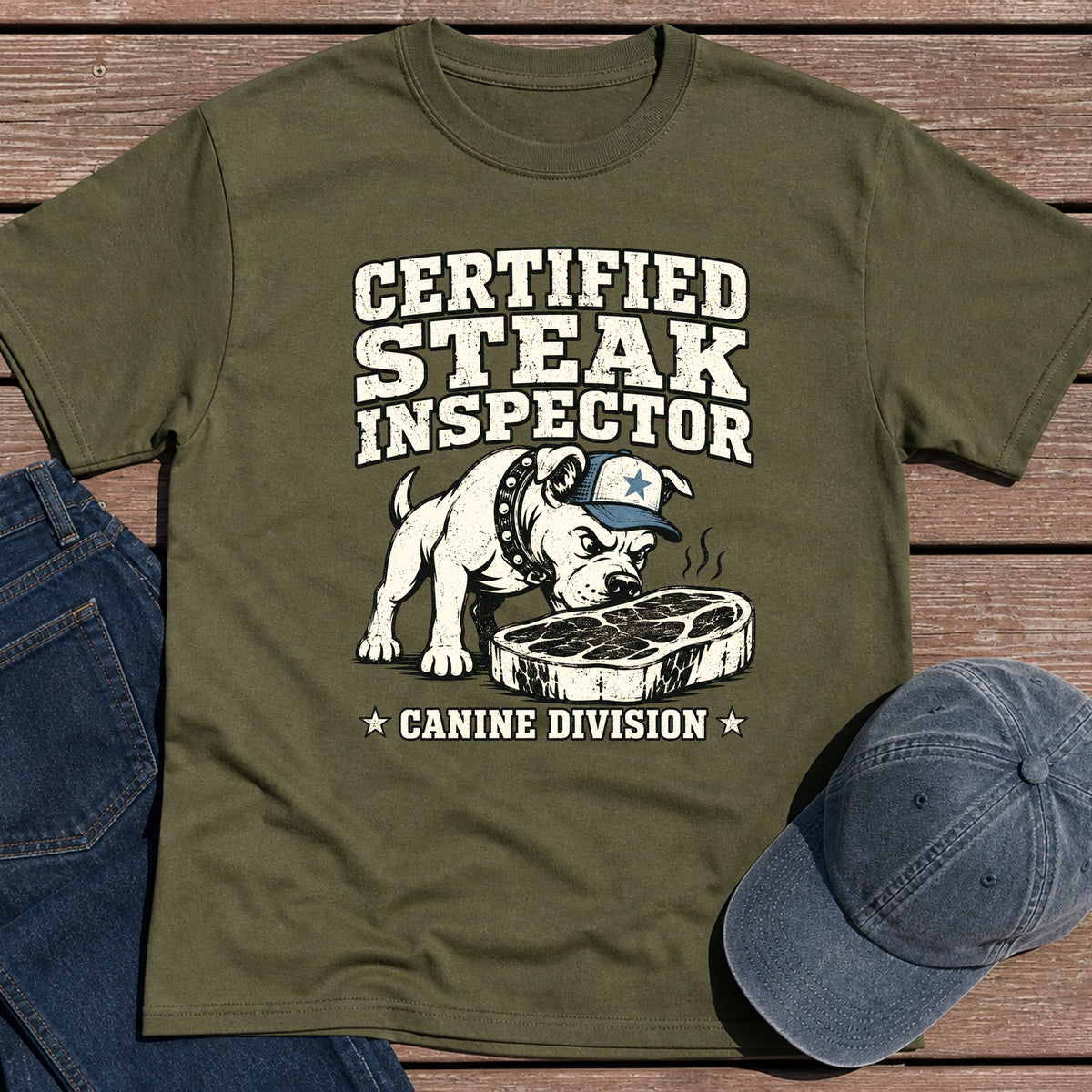 Steak Inspector T-Shirt - Military Green